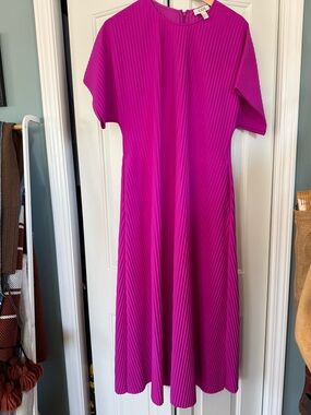 COS Vibrant Fuchsia Pleated Midi Dress